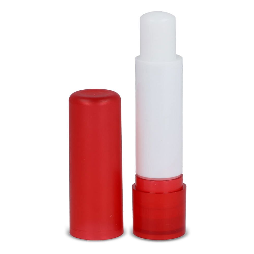 Klassieke lippenbalsemstick gerecycled materiaal - bedrukt of onbedrukt verkrijgbaar - Ecru / Rood