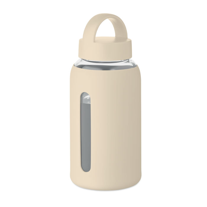 BORIS - Fles van hoog borosilicaatglas - met logo of onbedrukt bestellen - beige