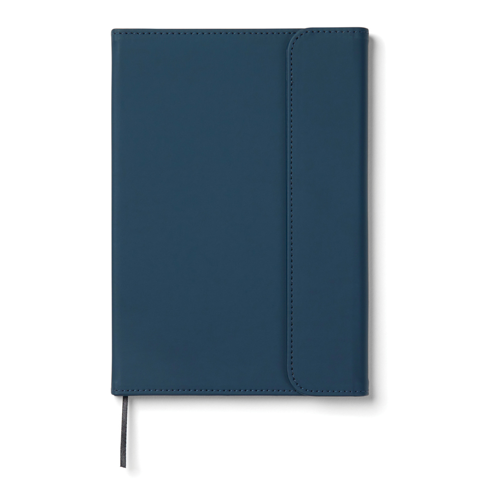 VINGA Baltimore GRS papier & PU notitieboek - bedrukt of onbedrukt verkrijgbaar - donkerblauw (± PMS 19-4110 TPG)