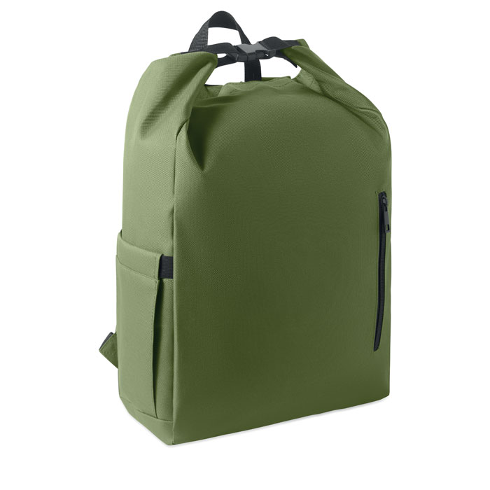 UNITON - 15" rolltop laptop rugzak - bedrukt of onbedrukt verkrijgbaar - Legergroen