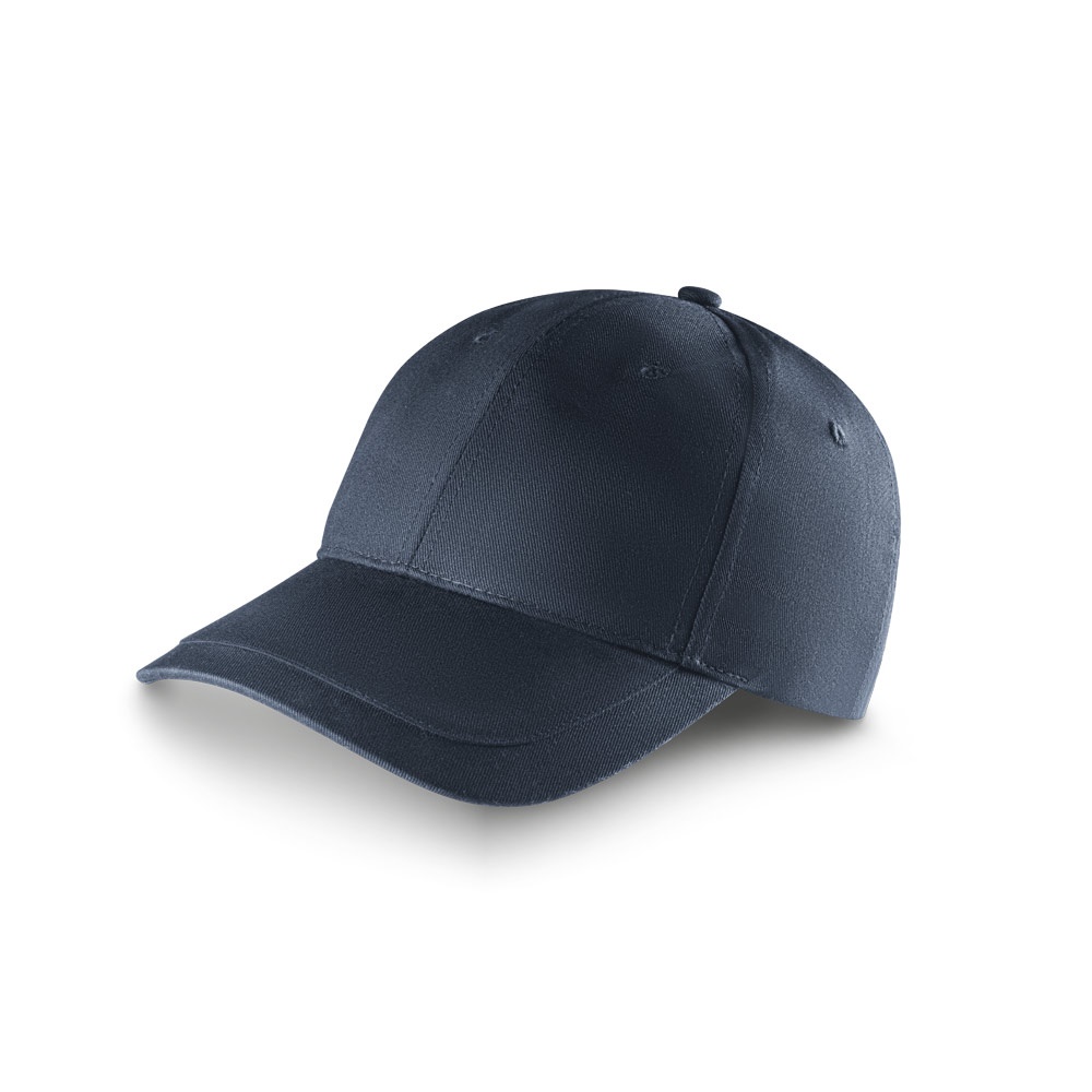 RYAN. Cap gemaakt van geborsteld (65% gerecycled) katoen - voor bedrijven en relatiegeschenken - Blauw